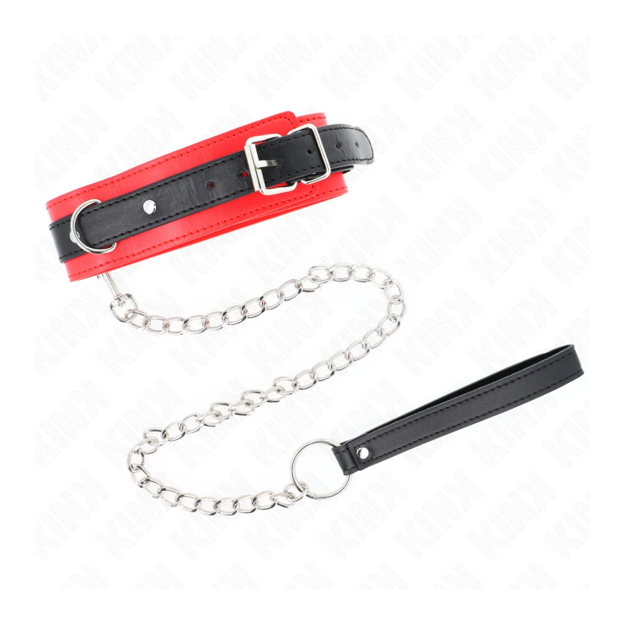 KINK - COLLARE MODELLO BASE CON GUINZAGLIO 65 CM MODELLO 3 ROSSO 53 X 5 CM